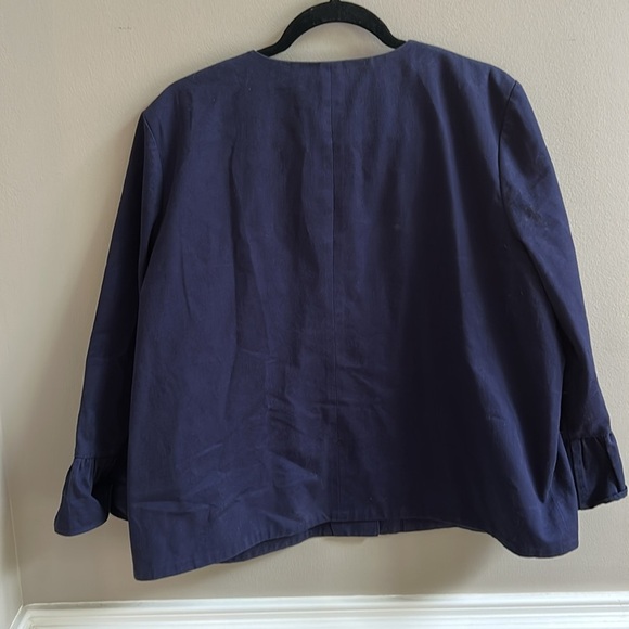 Draper James Peplum Sleeve Classic Cotton Short Navy Jacket Size XL - Picture 9 of 10